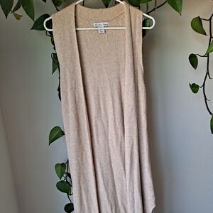 Beige long sweater vest